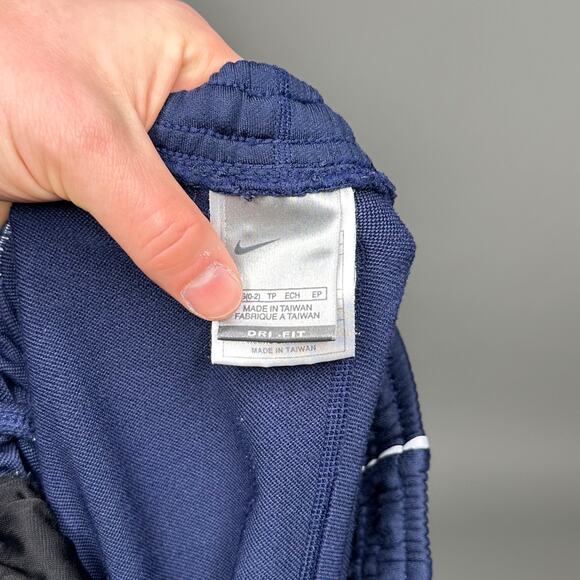 Vintage Nike Sweatpants Navy Blue Polyester Joggers White Swoosh Running Y2K - Picture 4 of 4
